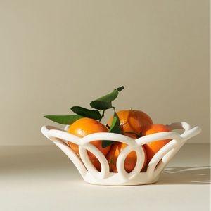 Anthropologie Small Ivory Ceramic Looped Bowl